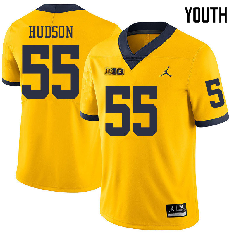 Jordan Brand Youth #55 James Hudson Michigan Wolverines College Football Jerseys Sale-Yellow